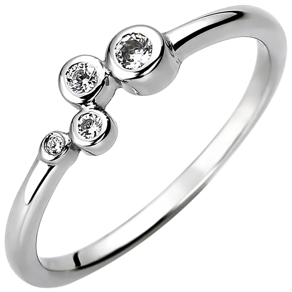 Damen Ring 925 Sterling Silber 4 Zirkonia Silberring - 50mm