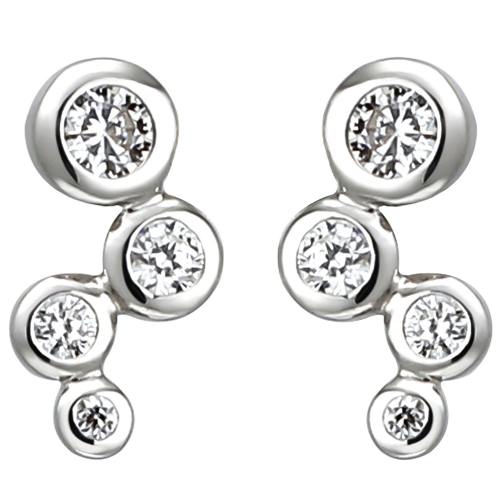 Ohrstecker 925 Sterling Silber 8 Zirkonia Ohrringe Silberohrringe
