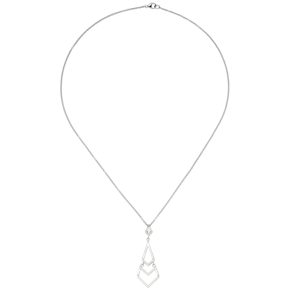 Collier Kette mit Anhänger 925 Sterling Silber 46 Zirkonia 45 cm