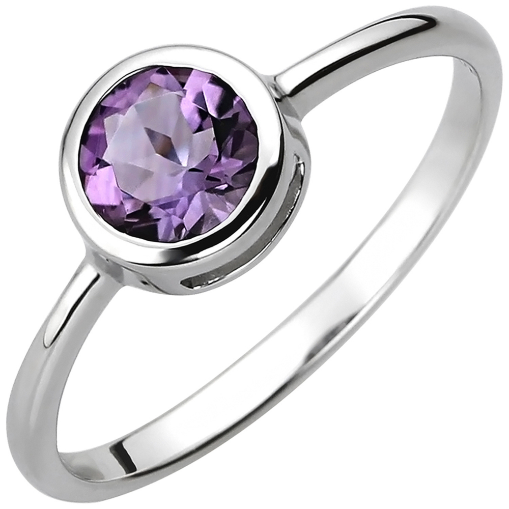 Damen Ring 925 Sterling Silber 1 Amethyst lila violett Silberring - 58mm