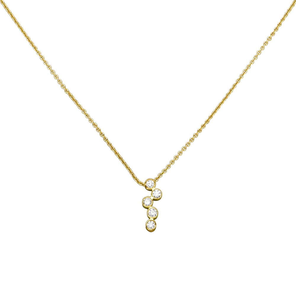 Collier 750 Gold Gelbgold 5 Diamanten Brillanten 45 cm