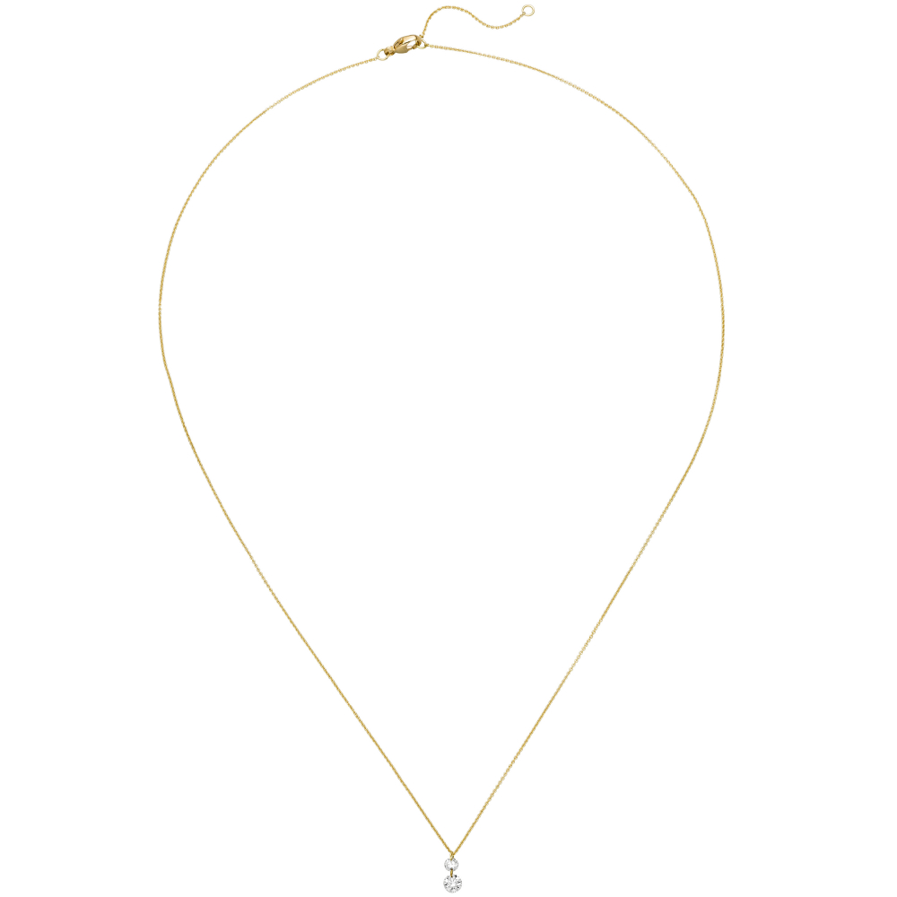 Collier 750 Gold Gelbgold 2 Diamanten Brillanten 45 cm
