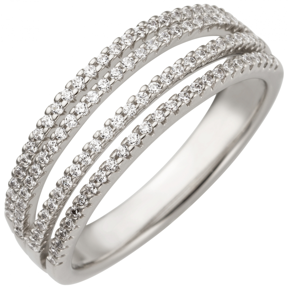 Damen Ring 585 Gold Weißgold 108 Diamanten Brillanten 0,43ct. - 56mm