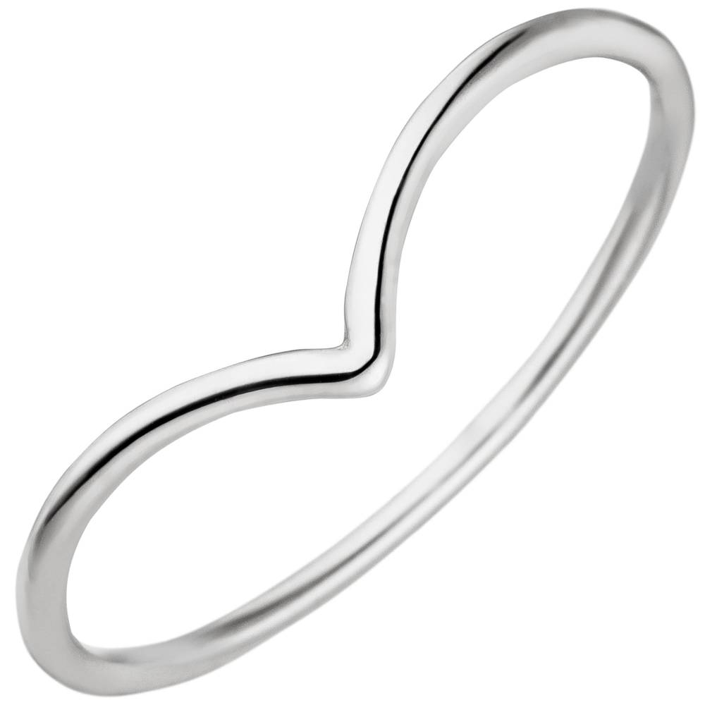 Damen Ring schmal 585 Gold Weißgold Weißgoldring - 54mm