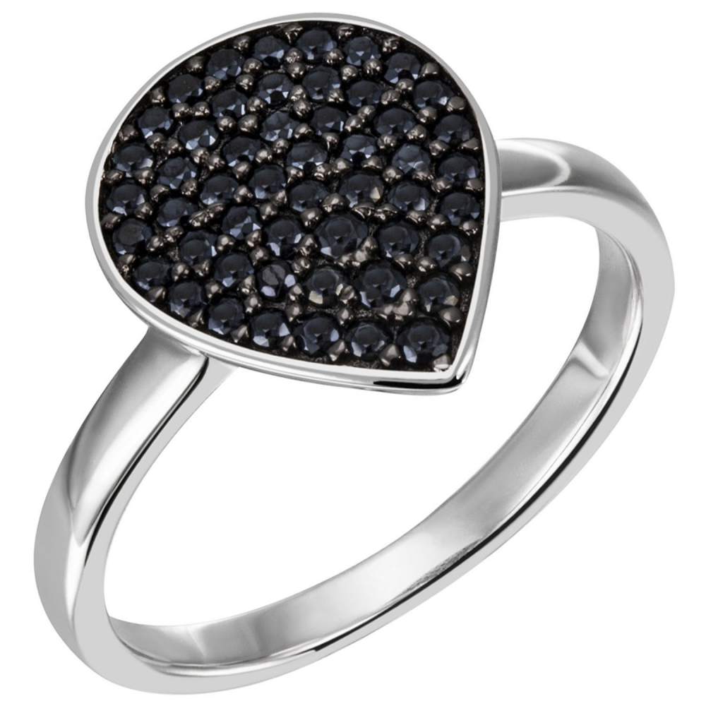 Damen Ring Tropfen 925 Sterling Silber 51 Zirkonia schwarz - 58mm