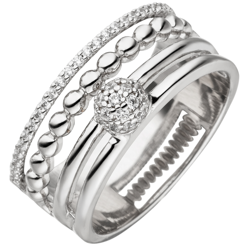 Damen Ring breit 925 Sterling Silber 41 Zirkonia Silberring - 50mm
