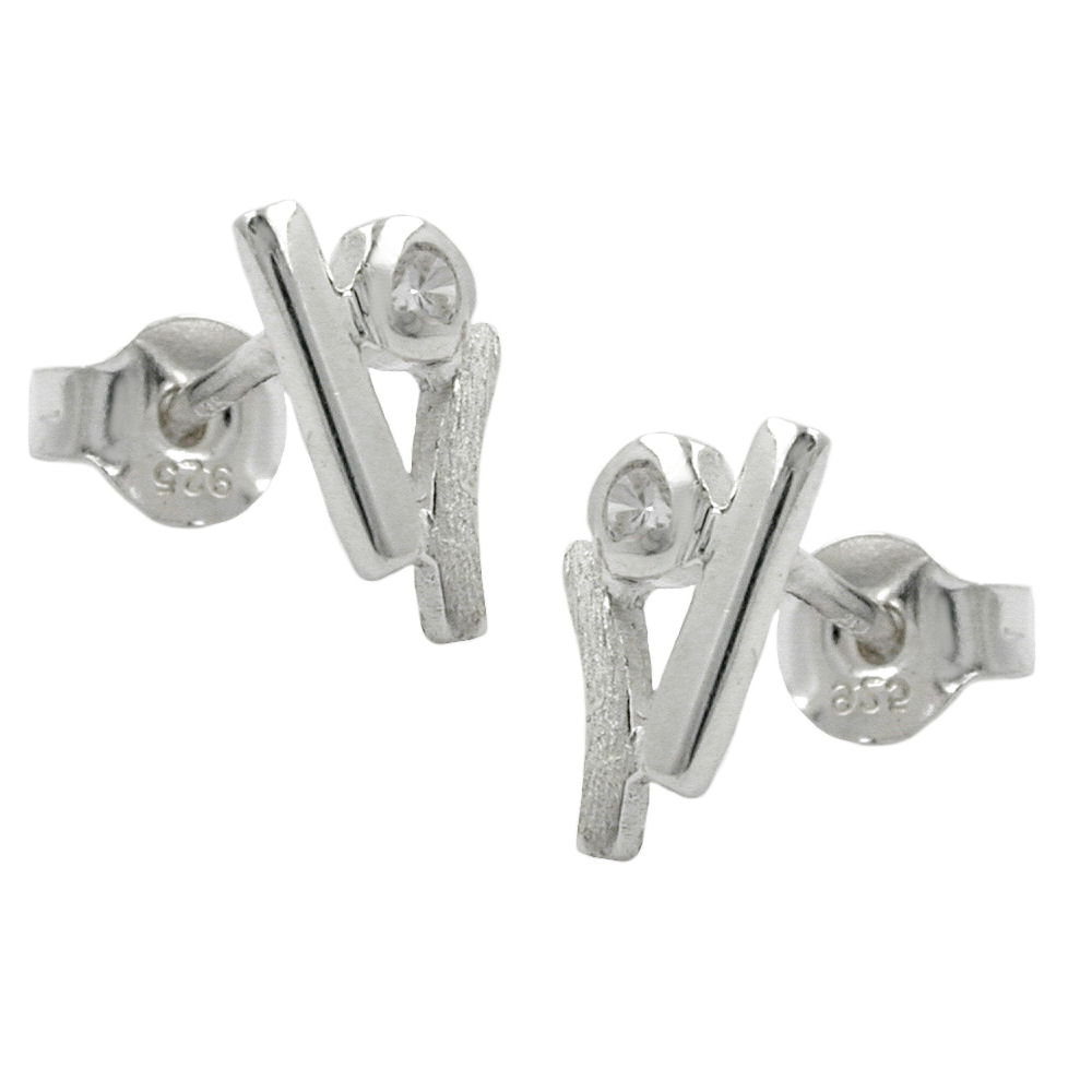 Stecker 10x5,5mm Zirkonia matt-glänzend Silber 925