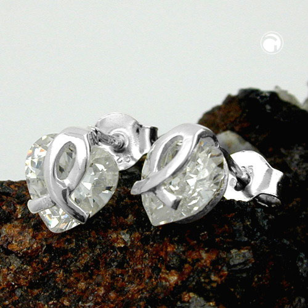 Stecker 7,5x7mm Herz aus Zirkonia Silber 925