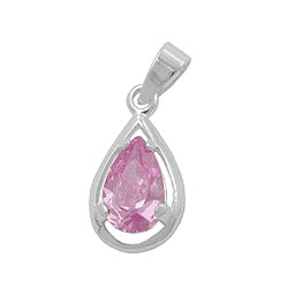 Anhänger 14x8mm Tropfen Zirkonia pink Silber 925