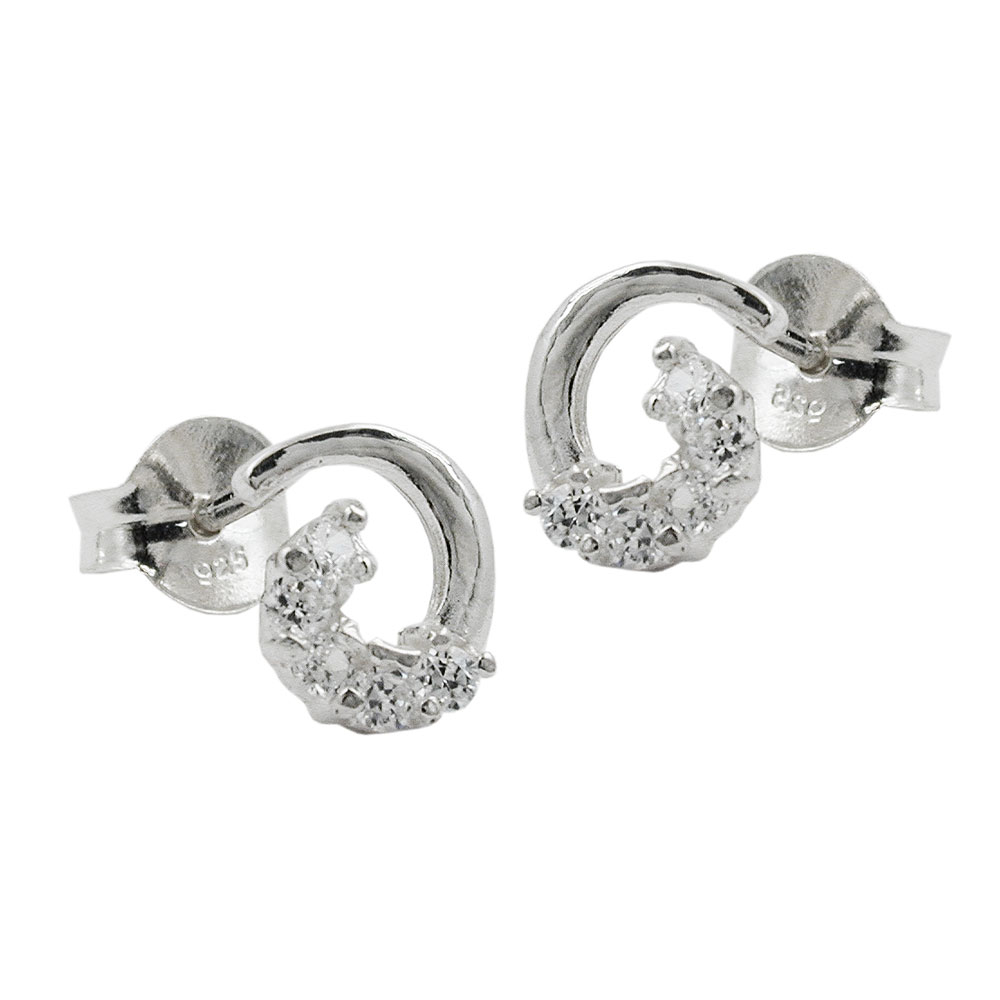 Stecker 8x7mm Bogen Spirale mit Zirkonias glänzend Silber 925