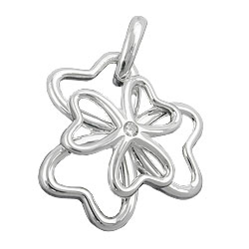 Anhänger 18mm Kleeblatt Zirkonia glänzend Silber 925