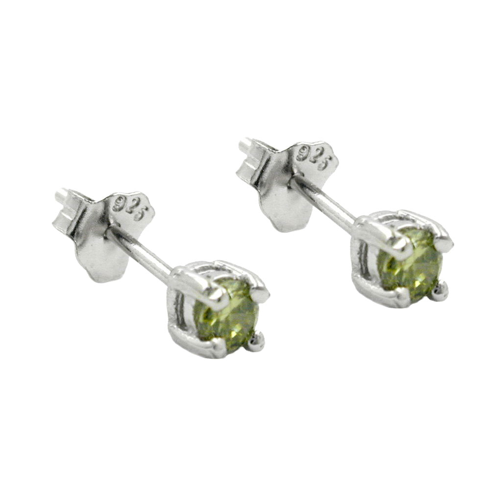 Stecker 3mm Glasstein oliv Silber 925