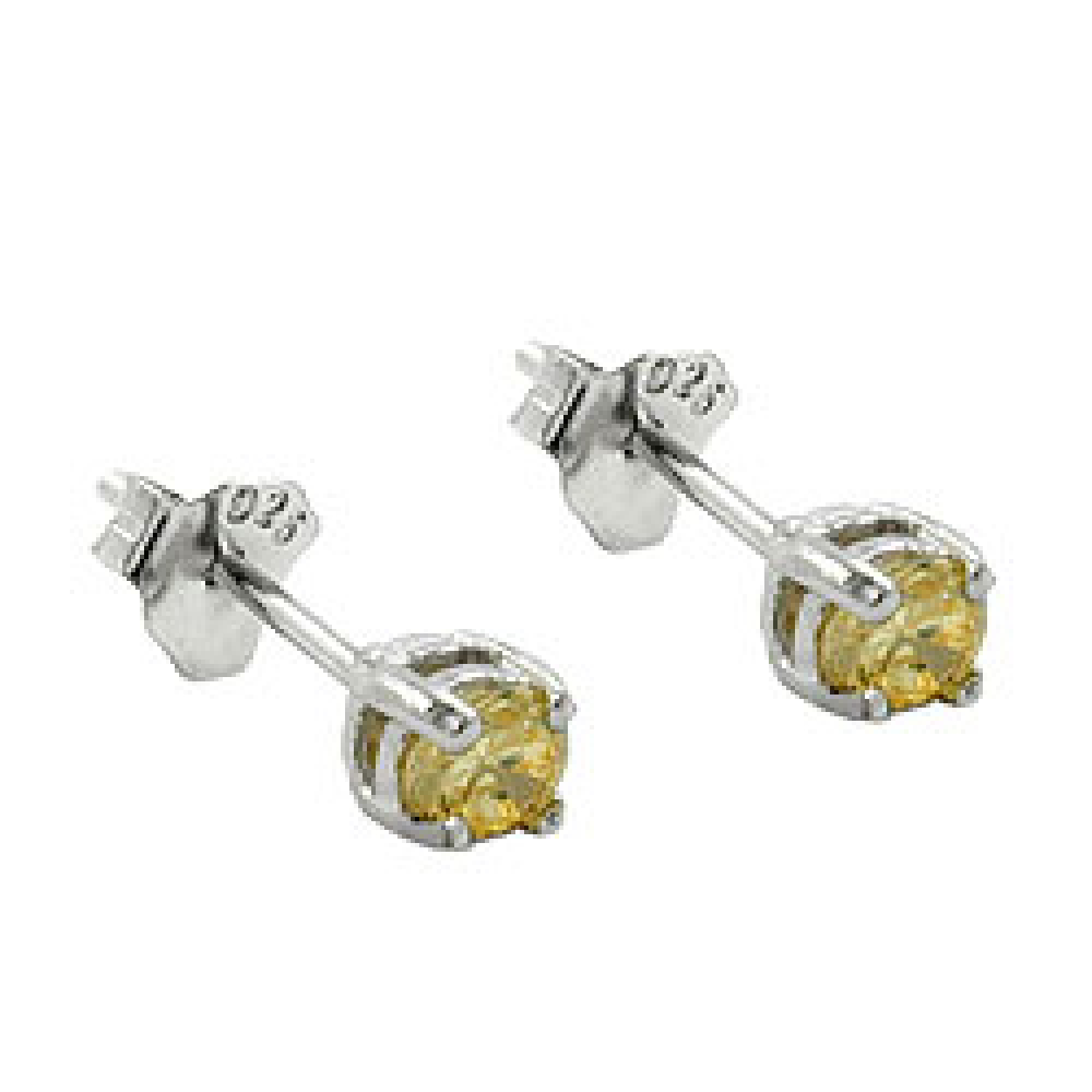Stecker, 3mm gelb-citrin Glas 925