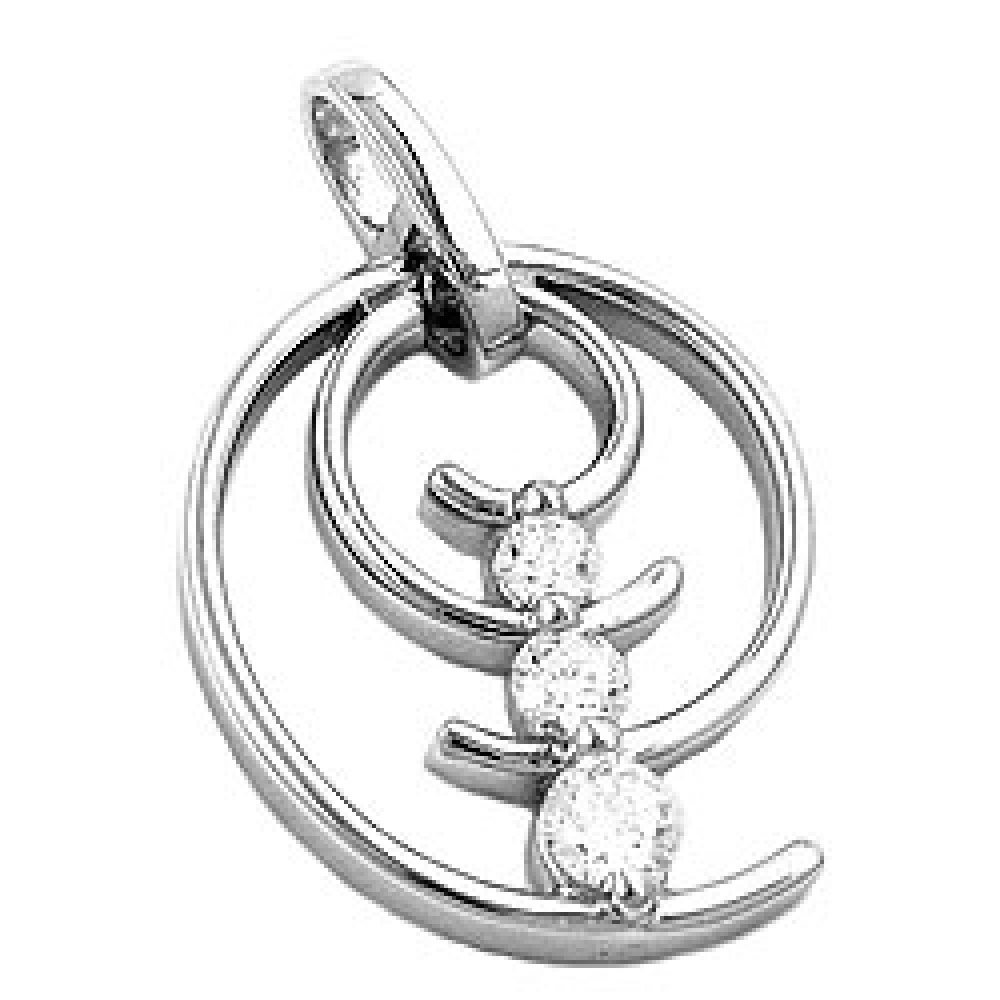 Anhänger 29x11mm Spirale 3x Zirkonia glänzend rhodiniert Silber 925