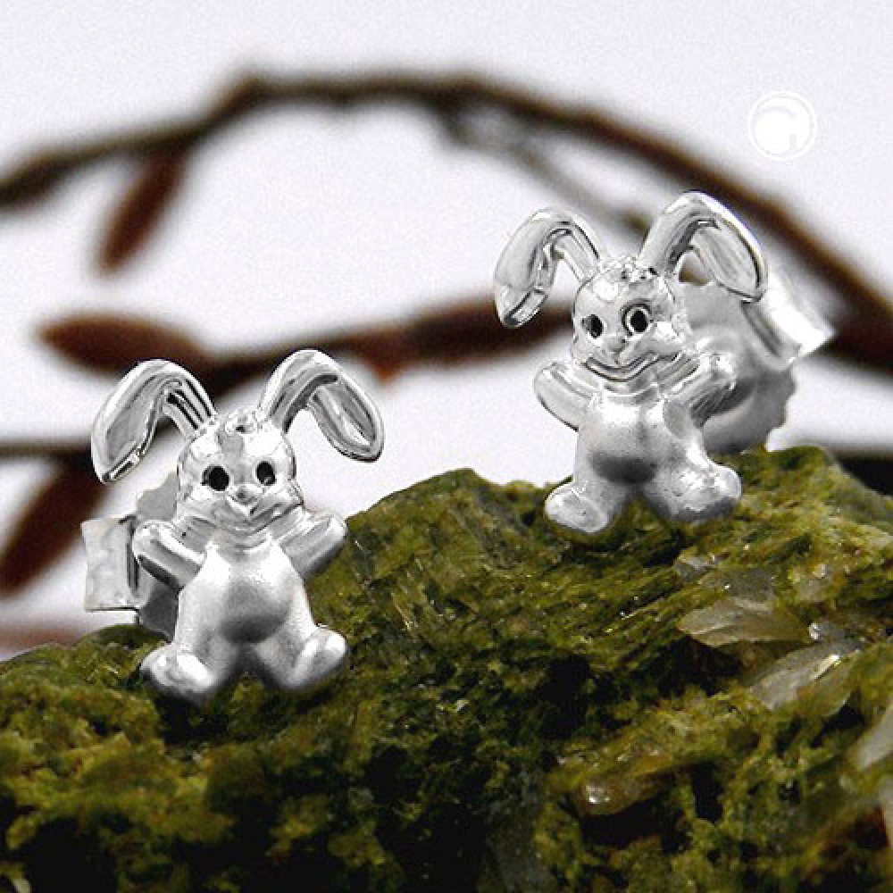 Stecker 11x9mm Kinderohrring kleiner Hase matt-glänzend Silber 925