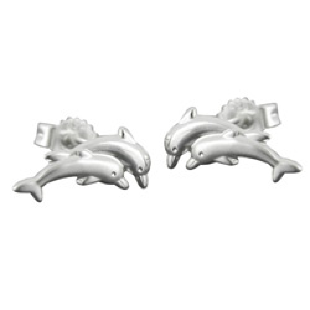 Stecker 11x5mm Delfin-Pärchen matt-glänzend Silber 925
