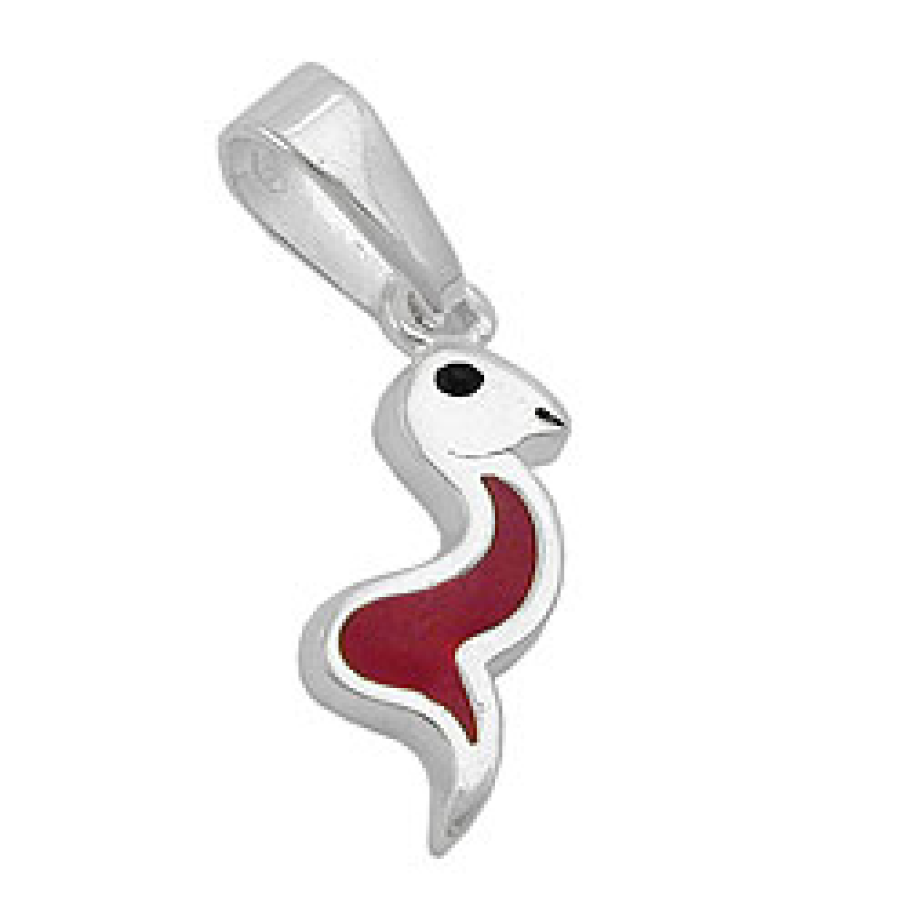 Anhänger 16x6mm Schlange rot-silber lackiert Silber 925