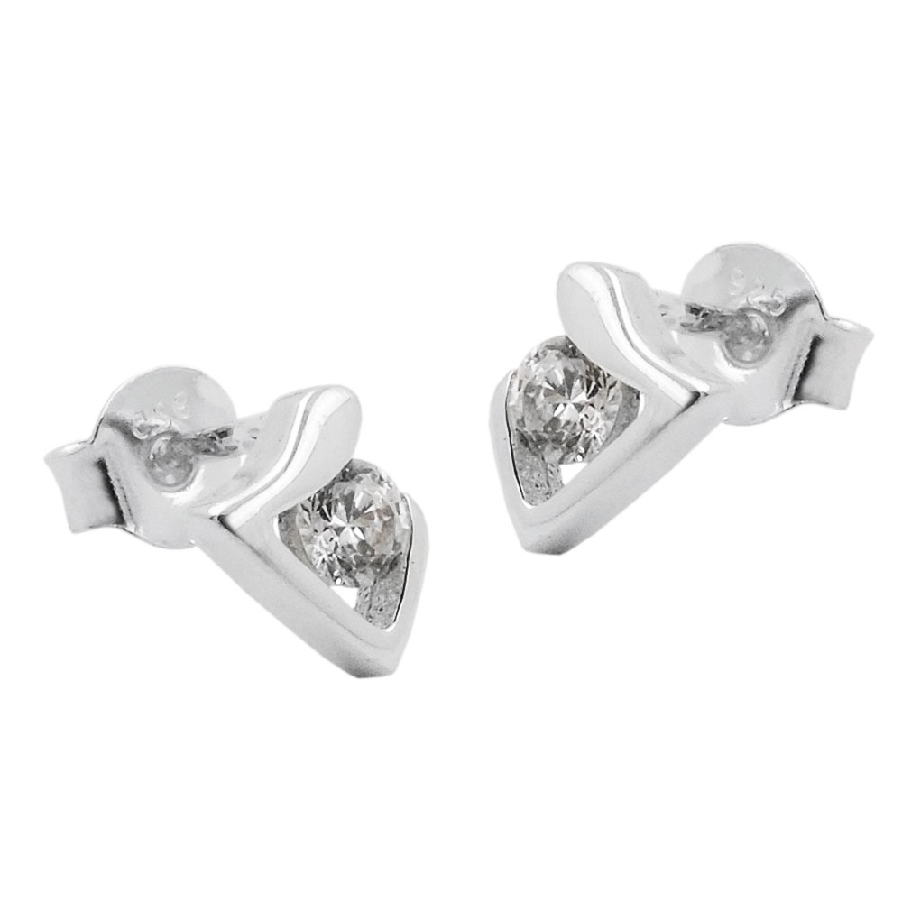 Stecker 7x5mm dreieckig glänzend mit Zirkonia Silber 925
