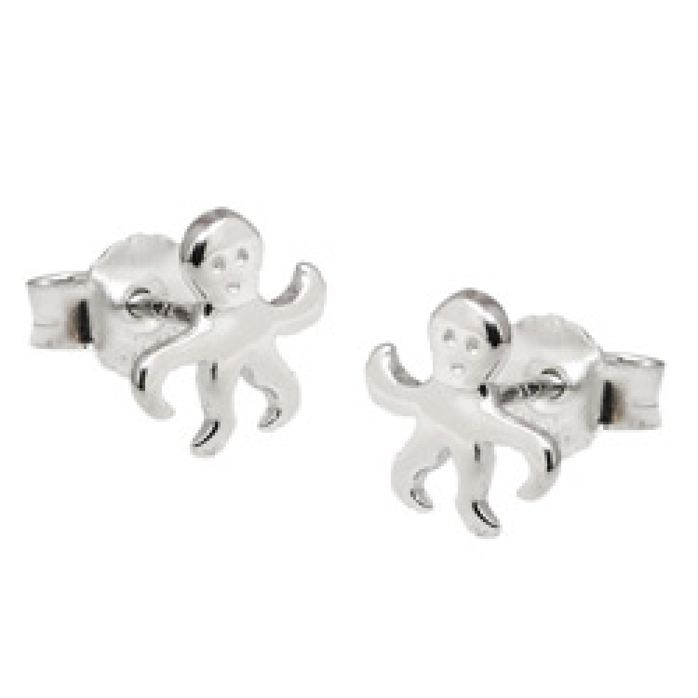 Stecker 8x9mm Krake glänzend rhodiniert Silber 925