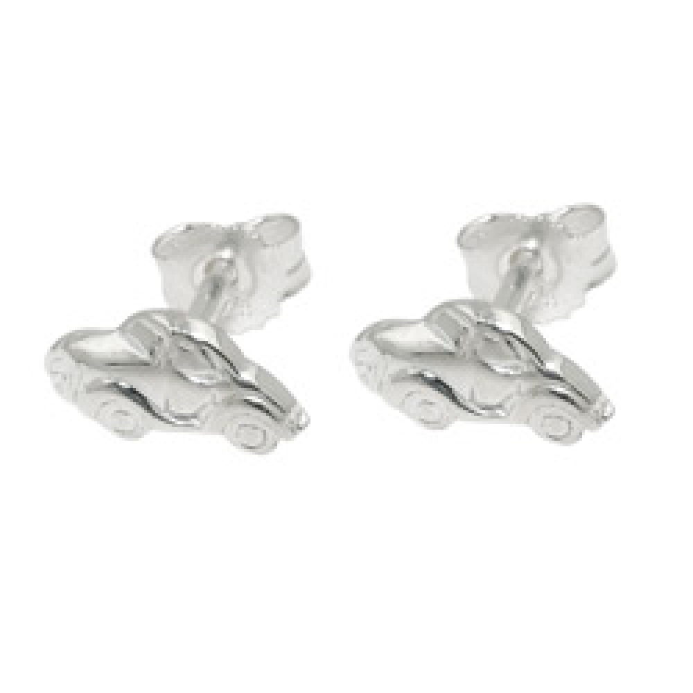 Stecker 4x9mm kleines französisches Auto glänzend Silber 925