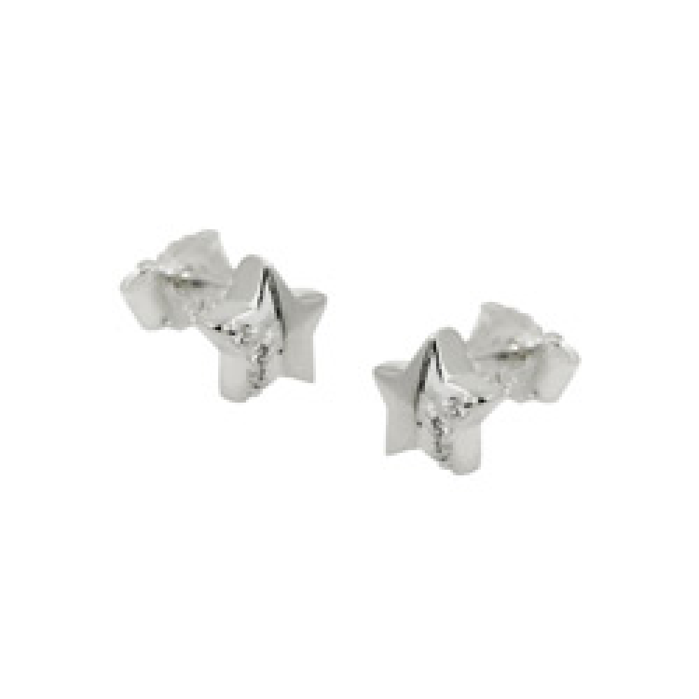 Stecker 6mm Stern mit Zirkonia teilmatt Silber 925