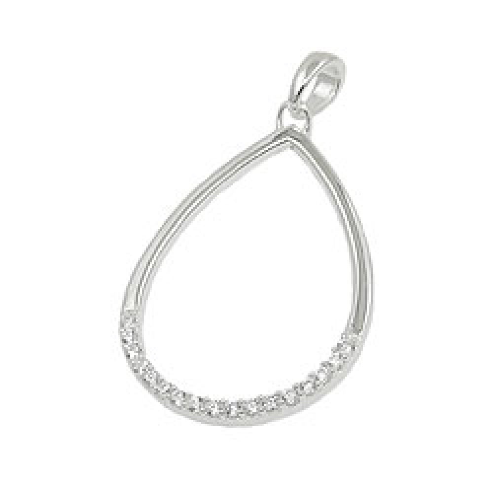 Anhänger 25x18mm Tropfen Bogen mit Zirkonias Silber 925