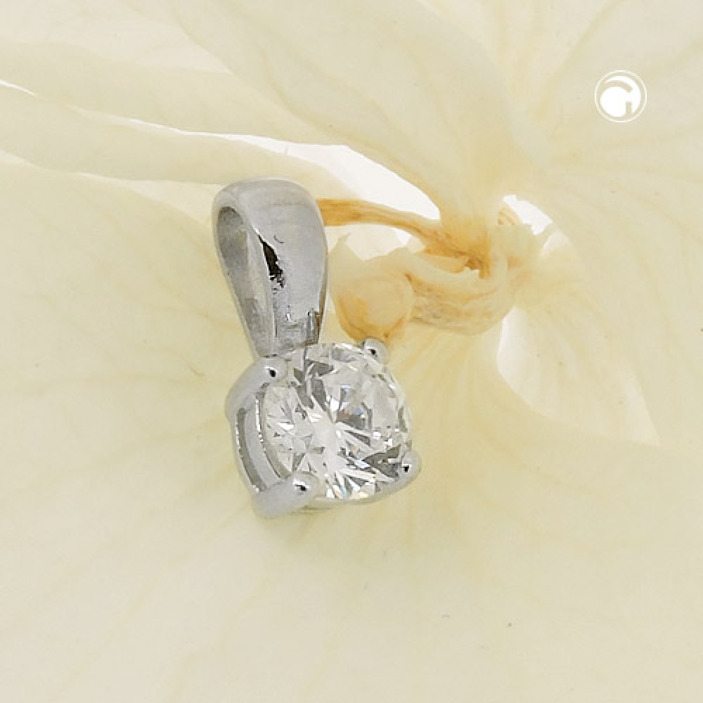Anhänger 5mm Zirkonia rund in Krampenfassung Silber 925