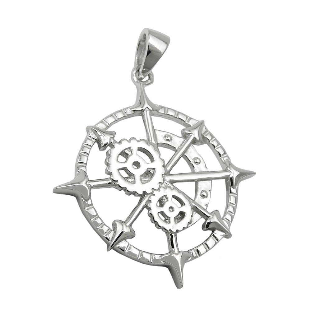 Anhänger 22mm nautisches Messgerät Silber glänzend rhodiniert 925