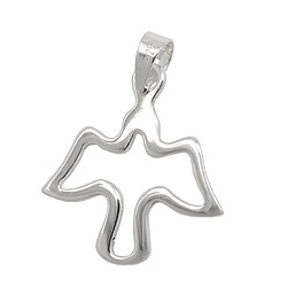 Anhänger 19x18mm stilisierte Taube glänzend Silber 925