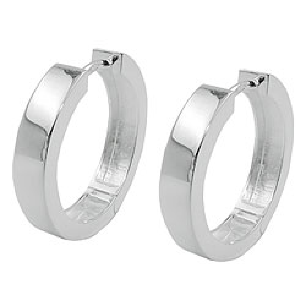 Creole 19x4mm Klappscharnier glänzend Silber 925