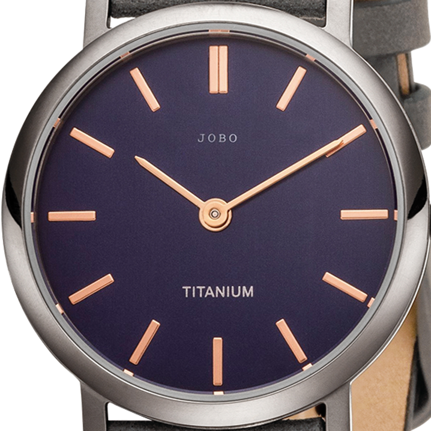 Traumringe24 - JOBO Damen Lederband grau Titan Quarz Analog Armbanduhr