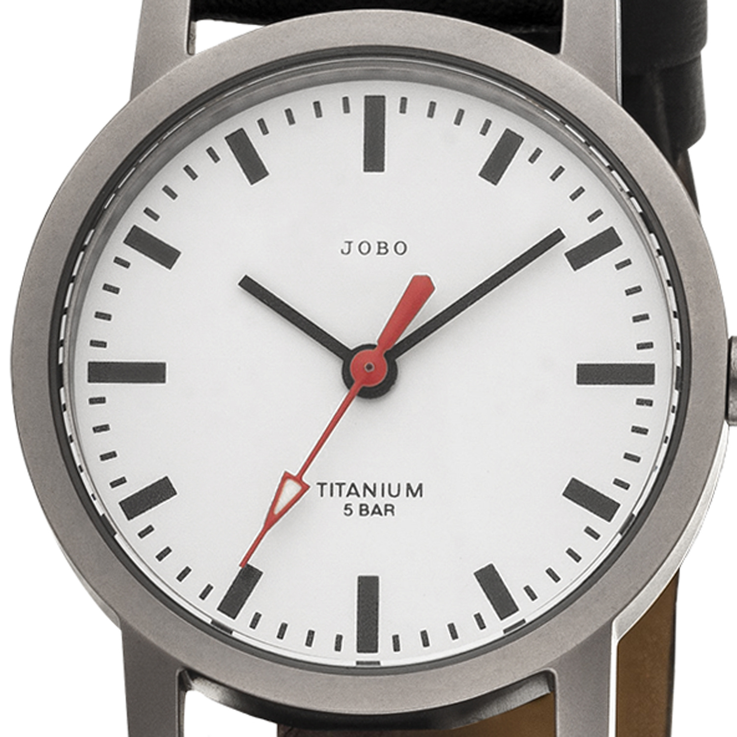 Traumringe24 - JOBO Damen Armbanduhr Quarz Analog Titan Lederband schwarz