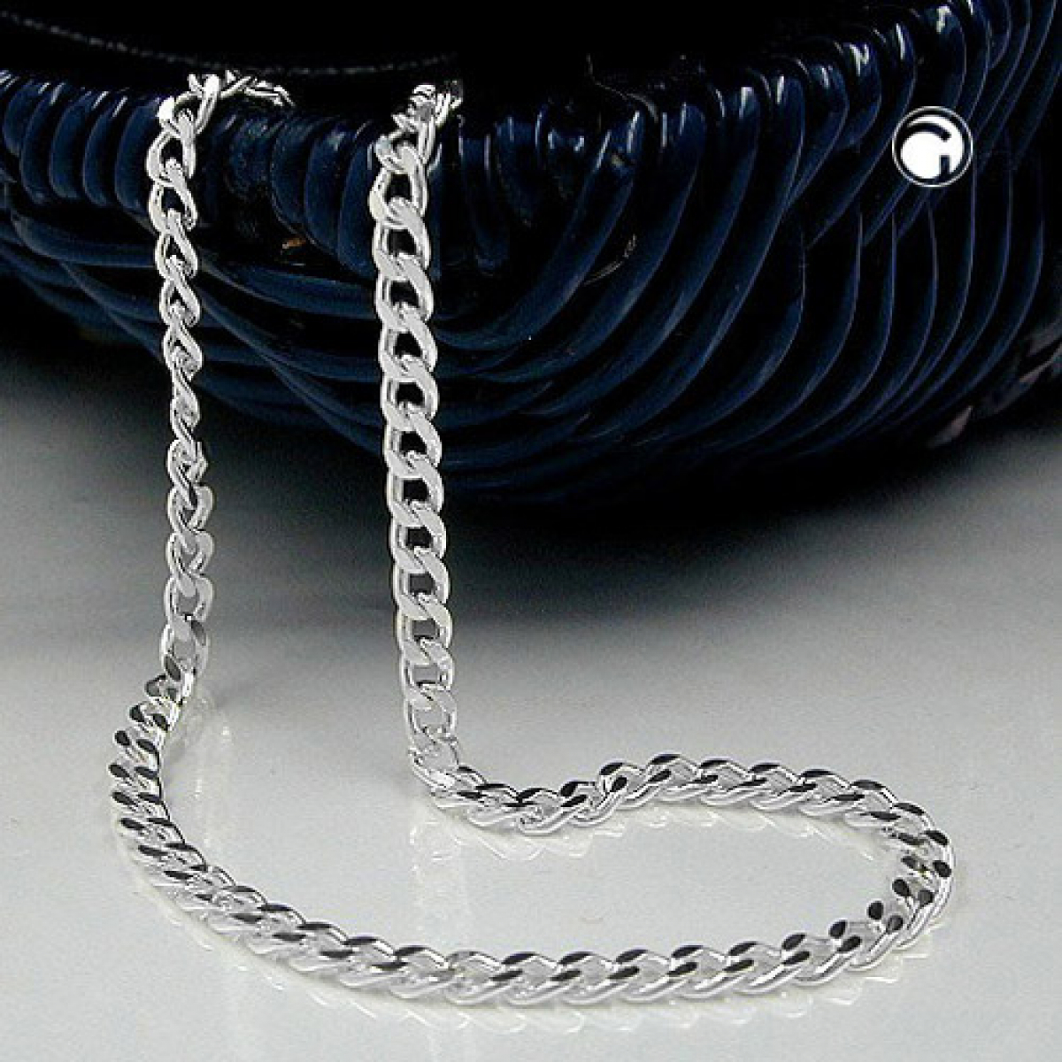 Kette 2,8mm Flachpanzerkette diamantiert Silber 925 19cm