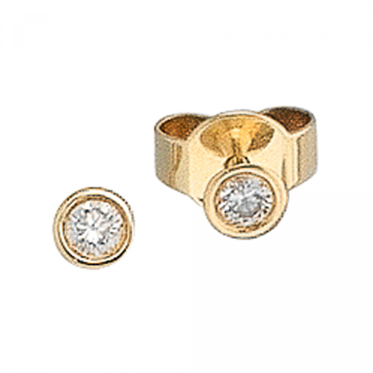 Ohrstecker rund 585 Gold Gelbgold 2 Diamanten Brillanten 0,10ct. Ohrringe