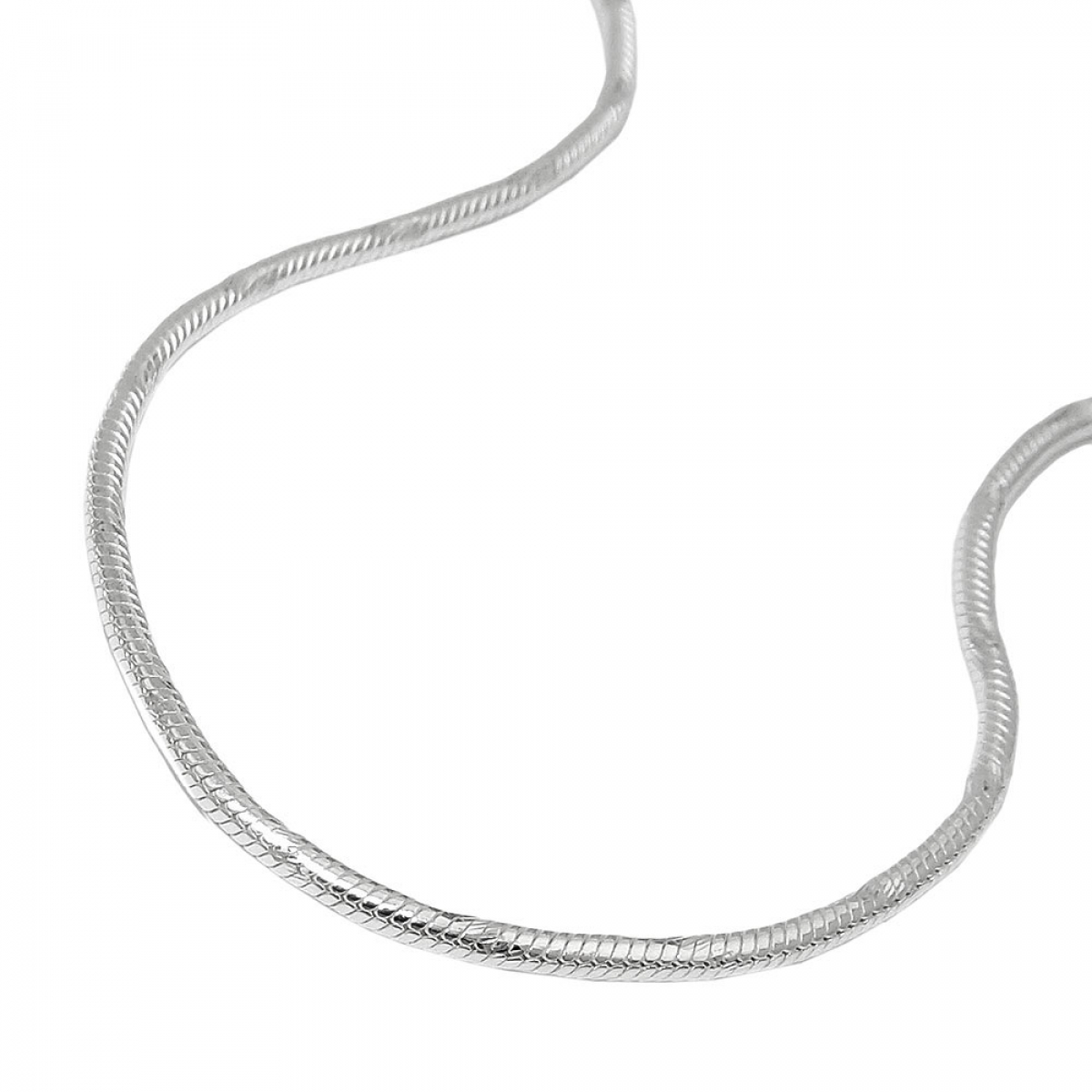 Kette 1,3mm runde Schlangenkette diamantiert Silber 925 38cm
