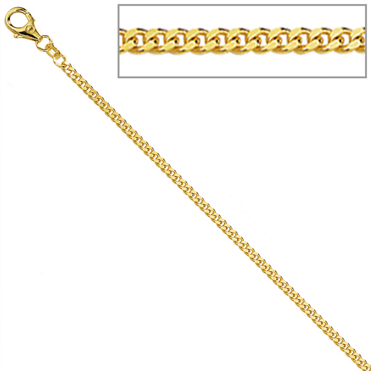 Panzerkette 585 Gelbgold diamantiert 2,2 mm 60 cm Gold Kette Halskette Goldkette
