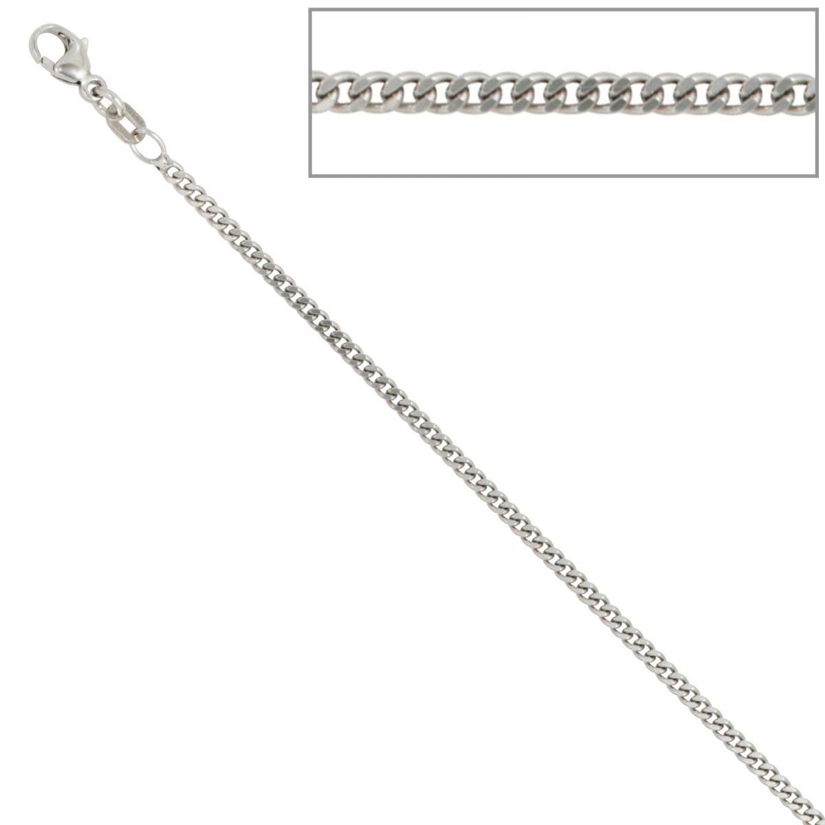 Panzerkette 925 Sterling Silber 2 mm 50 cm Halskette Kette Silberkette Karabiner