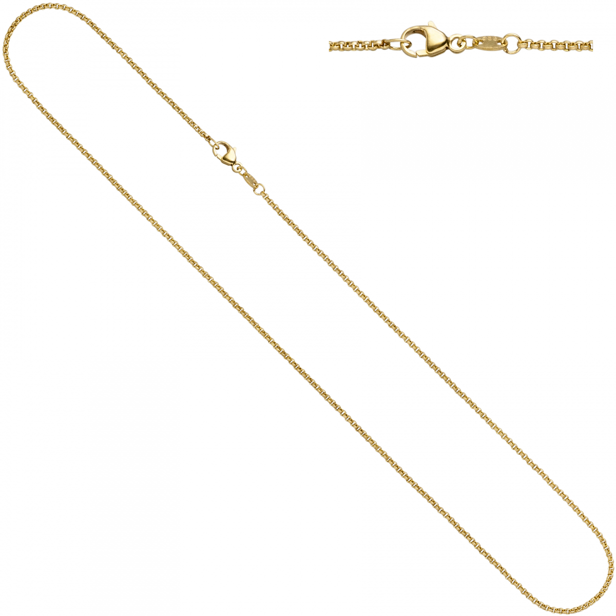 Erbskette 585 Gelbgold 2,5 mm 50 cm Gold Kette Halskette Goldkette Karabiner
