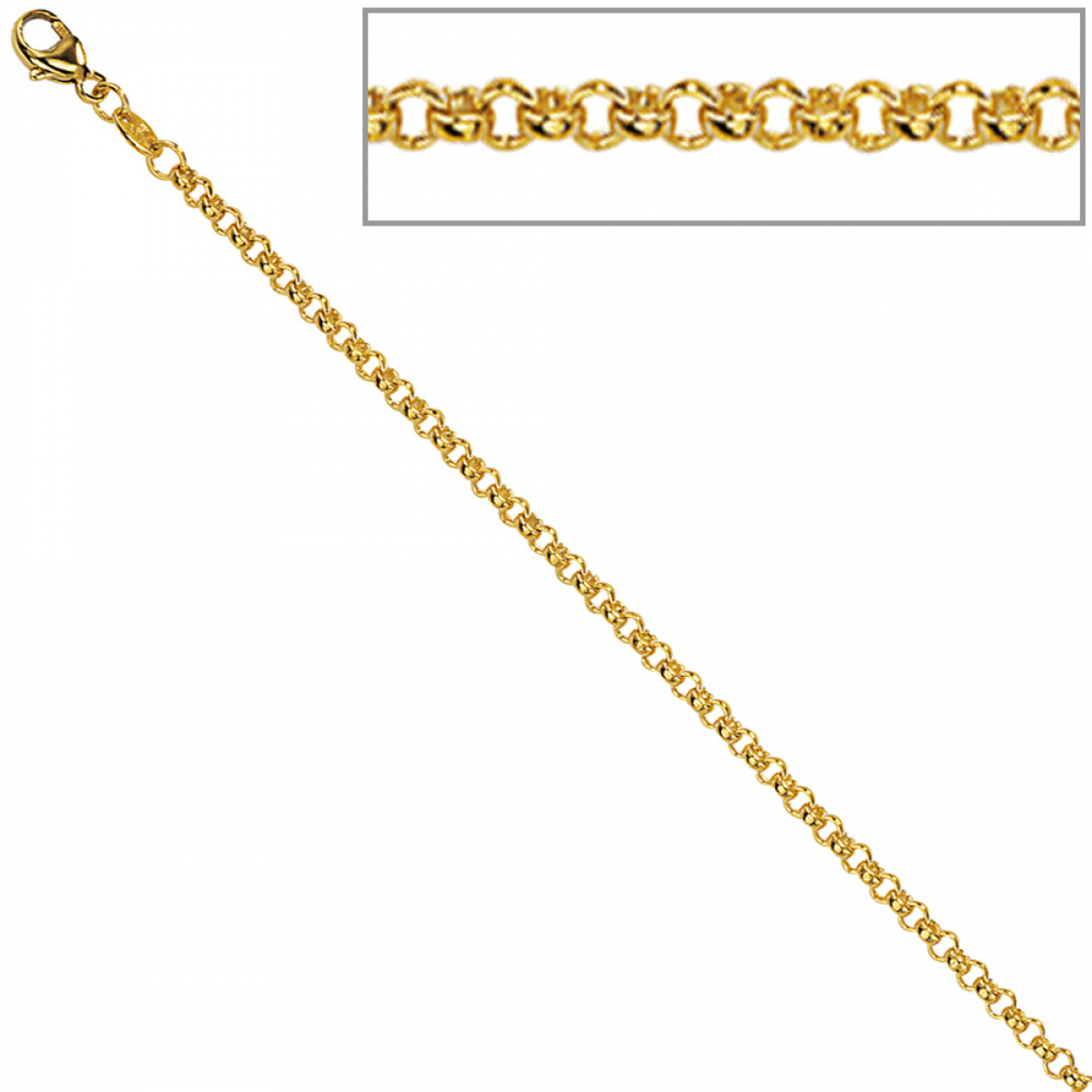 Erbskette 585 Gelbgold 2,5 mm 50 cm Gold Kette Halskette Goldkette Karabiner