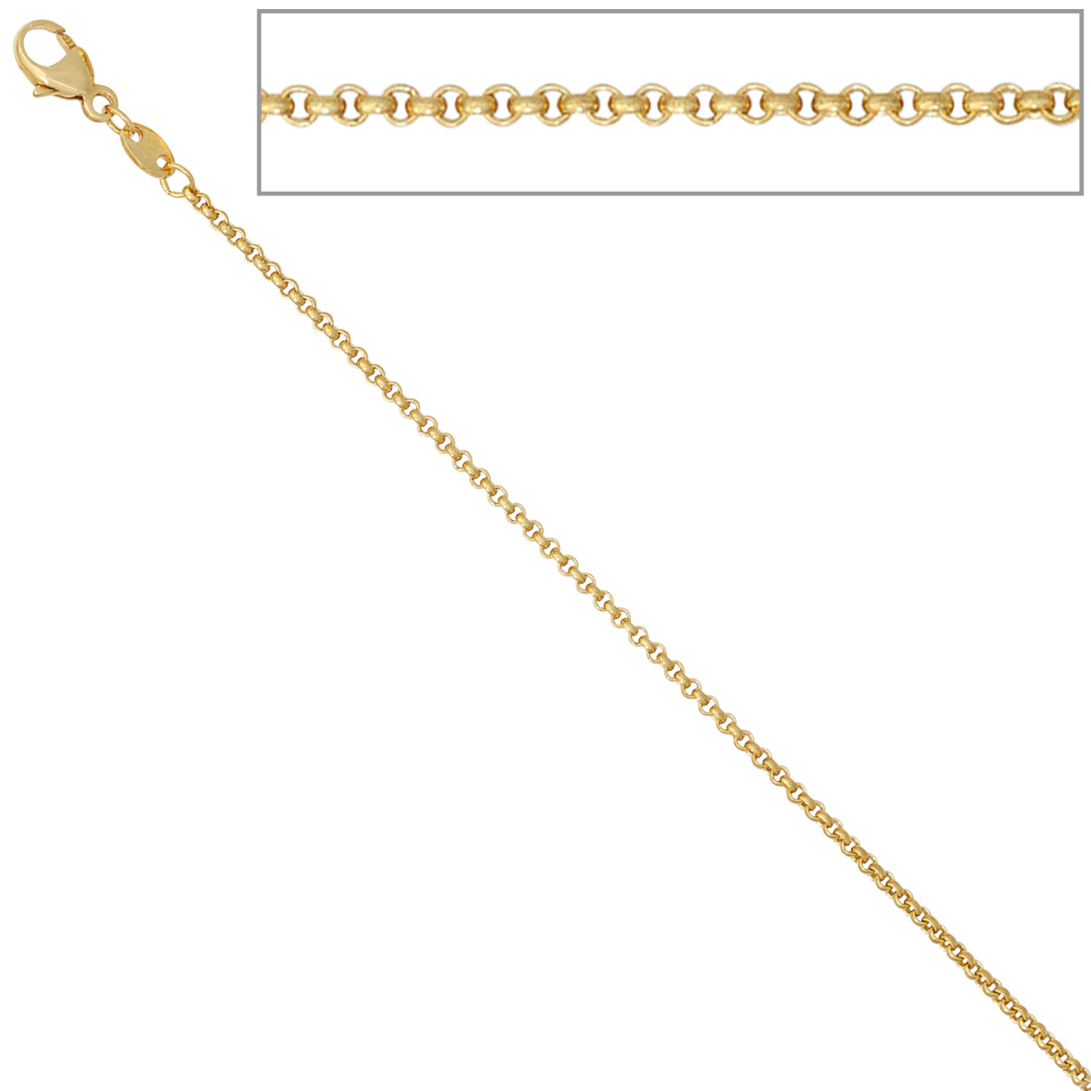 Erbskette 333 Gelbgold 1,5 mm 38 cm Gold Kette Halskette Goldkette Karabiner