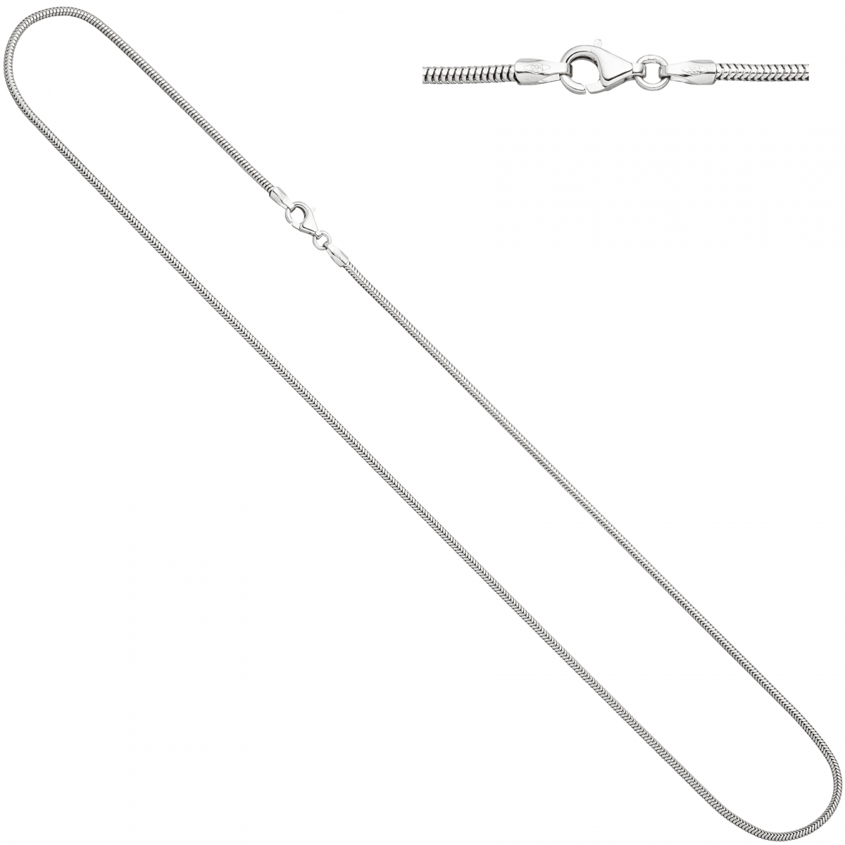 Schlangenkette 585 Weißgold 1,4 mm 42 cm Gold Kette Halskette Weißgoldkette