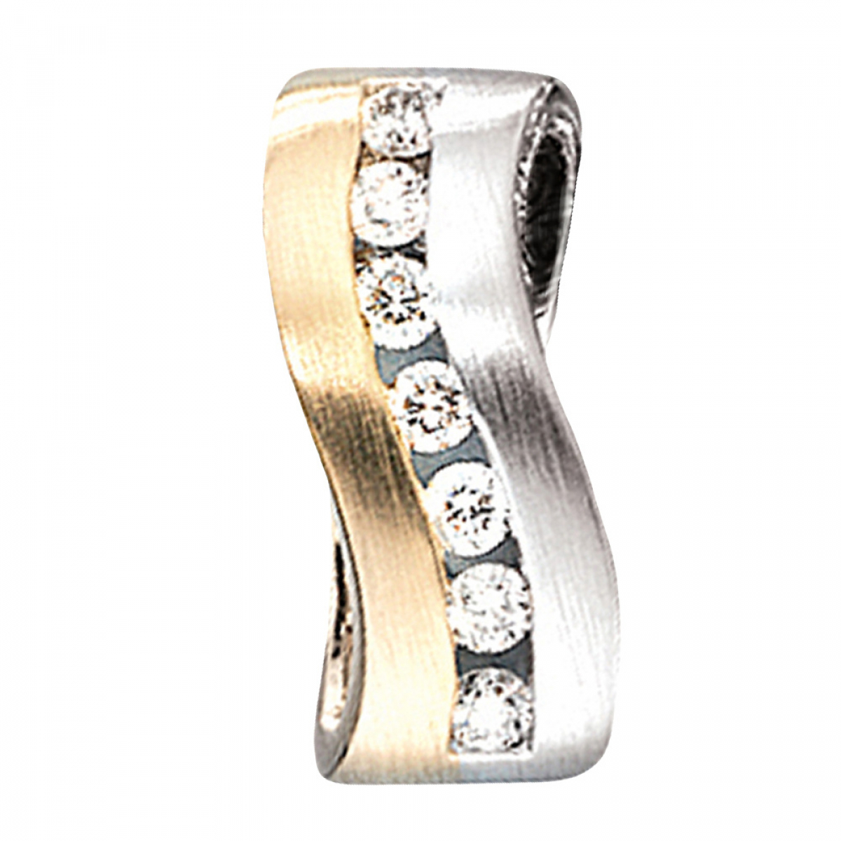 Anhänger 585 Gold Weißgold Gelbgold bicolor matt 7 Diamanten Brillanten