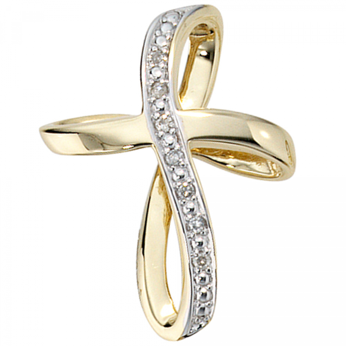 Anhänger Kreuz 585 Gold Gelbgold 7 Diamanten Brillanten Kreuzanhänger Goldkreuz