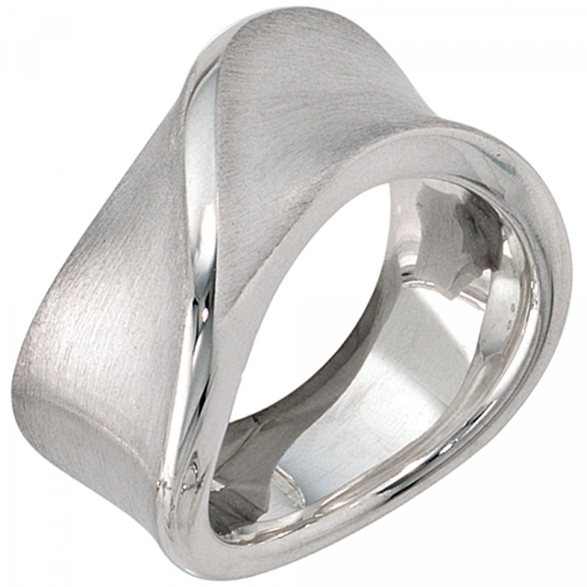 Damen Ring breit 925 Sterling Silber teil matt Silberring - 60mm