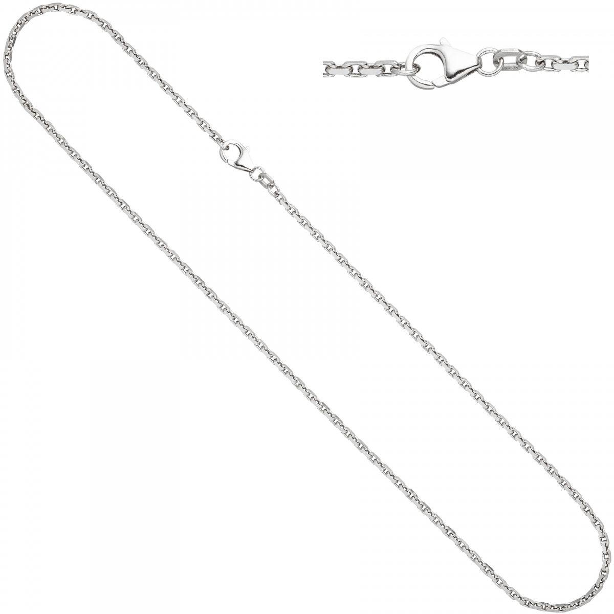 Ankerkette 925 Silber 2 mm 50 cm Halskette Kette Silberkette Karabiner