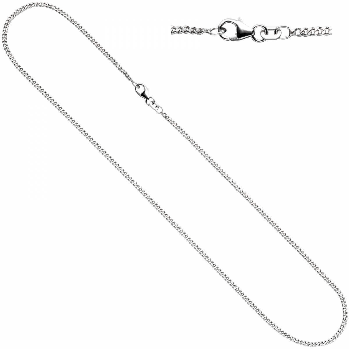 Panzerkette 925 Silber 1,7 mm 36 cm Halskette Kette Silberkette Karabiner