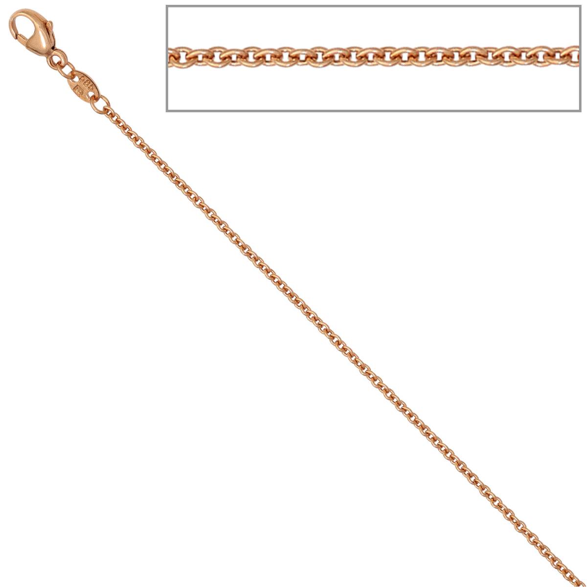 Ankerkette 585 Rotgold 1,5 mm 42 cm Gold Kette Halskette Rotgoldkette Karabiner