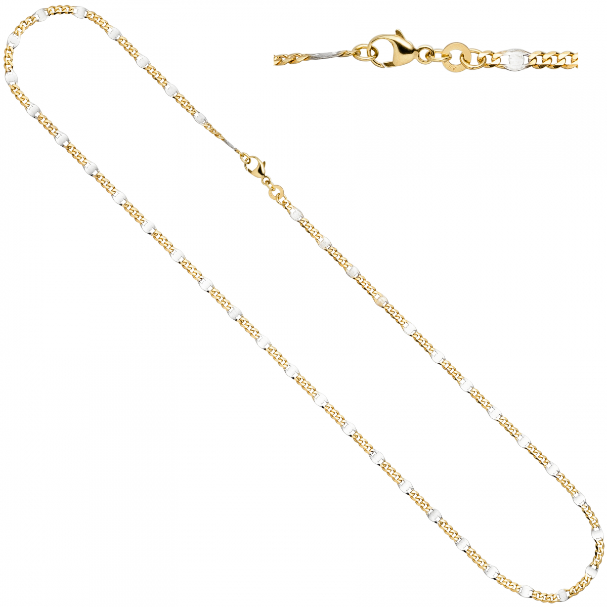 Steg-Panzerkette 333 Gelbgold massiv 2 mm 45 cm Gold Kette Halskette Goldkette