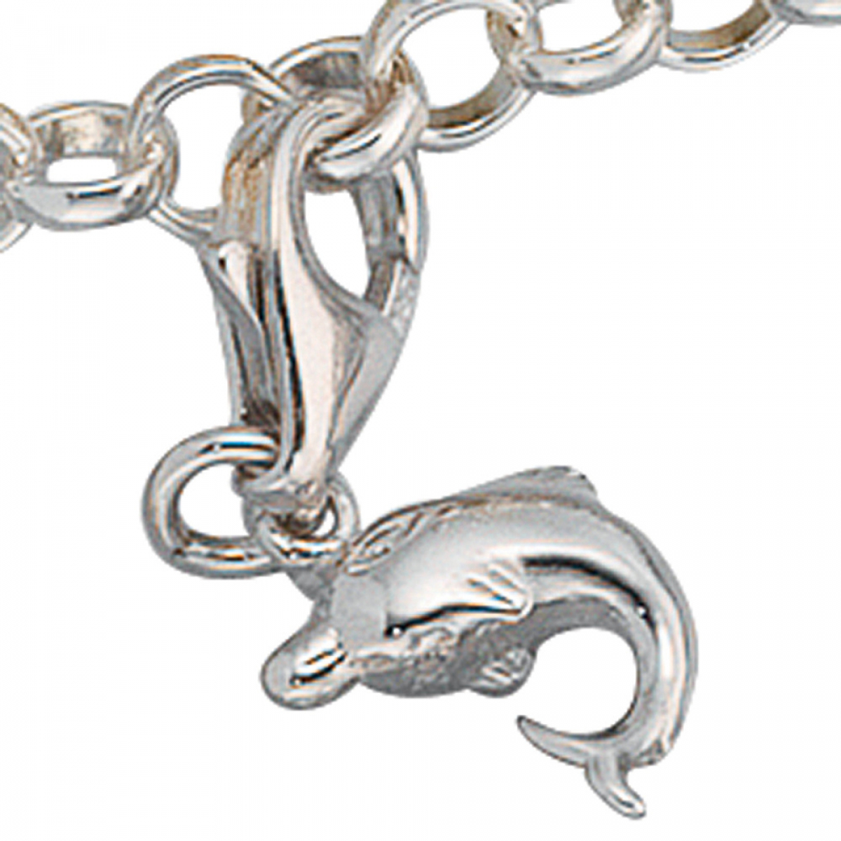 Einhänger Charm Delfin 925 Sterling Silber rhodiniert