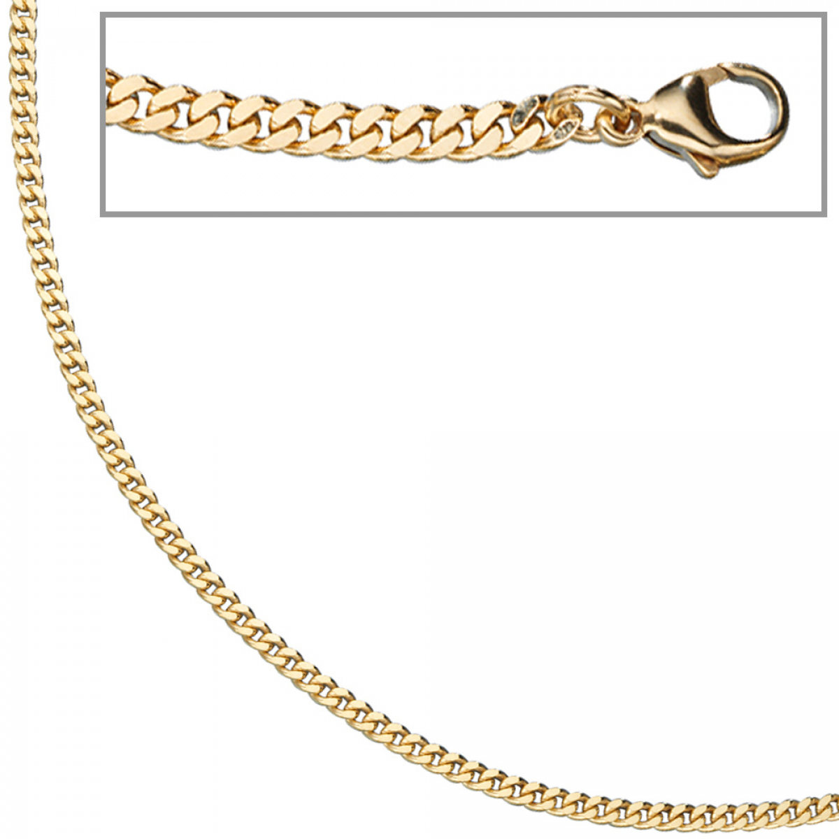Panzerkette 333 Gelbgold massiv 2,6 mm 60 cm Gold Kette Halskette Goldkette